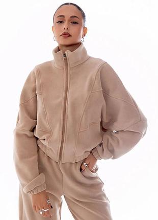Стильный флисовый спортивный костюм оверсайз