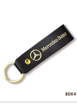 Брелок-петля для авто mercedes-benz (чёрный, золотое тиснение)