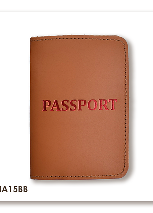 Обкладинка для паспорта з написом passport (теракотова, червоне тиснення)