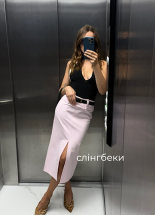 Розовая юбка-карандаш миди с ремнем zara