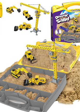 Набір кінетичного піску в кейсі dynamic sand кінетичний пісок у валізі з краном та екскаватором
