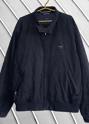 Мужской темно-синий бомбер gant xl 52 54 гант свободная куртка с вышитым логотипом темно-синяя спортивная куртка gant xl 54