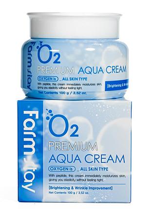 Крем для лица увлажняющий farmstay o2 aqua cream кислородный с ниацинамидом 100 мл daily skin care