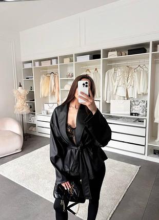 Кожаный пиджак oversize 3