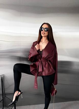 Кожаный пиджак oversize 9