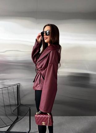 Кожаный пиджак oversize 6