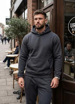 🧥 спортивный костюм унисекс, графит (худи + брюки) | размер 158 (xs–m)