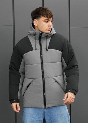 Молодежная зимняя куртка staff tund gray & black