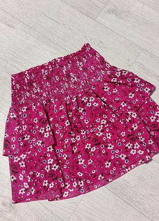 Юбка женская розовая с цветами shein s 36
