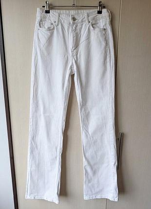 Женские белые джинсы клеш h&amp;m bootcut с высокой посадкой талией размер eur 34 xs slim fit брюки брюки деним качественные летние базовые
