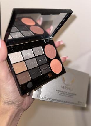 Versace лімітована палетка тіней 9 відтінків+2 румʼяни версаче розкішні відтінки