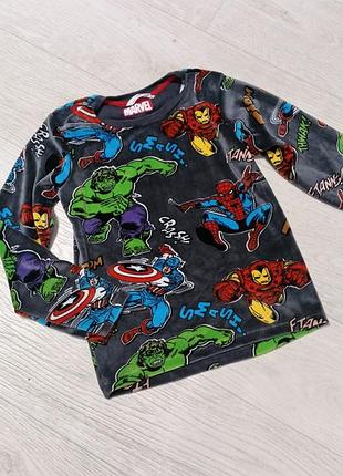 Велюровая спальная кофта, пижама для мальчика 7-8 лет marvel