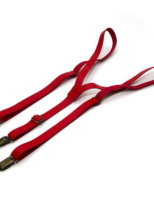 Эко кожаные подтяжки gofin узкие красные 1,5 см pbk-33004