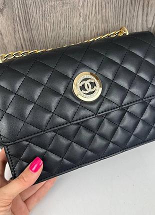Міні сумочка через плече клатч стиль chanel жіноча модна сумка шанель стьобана міні-сумочка чорний