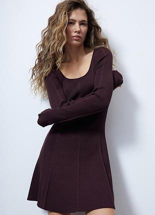 Бордова кежуал сукня кльош h&amp;m однотонна