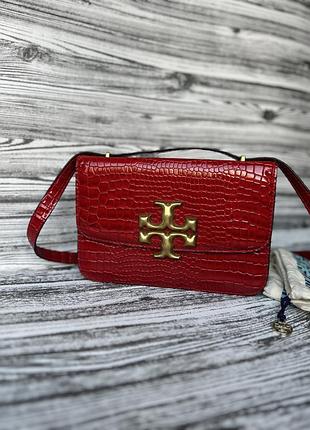 Брендова лакована кроко шкіра сумка tory burch.