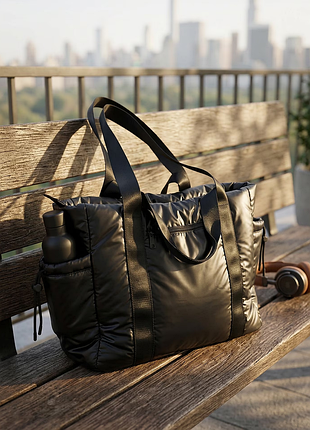 Новая стеганная большая shopper сумка в спортивном стиле 7