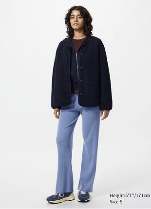 Трикотажні штани в рубчик на високий зріст uniqlo washable knit ribbed trousers (longer)
