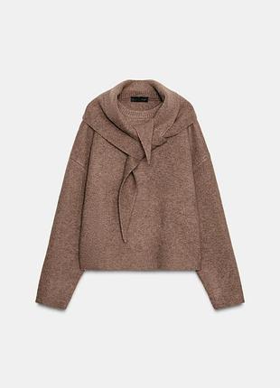 Трикотажный свитер с платком zara новый