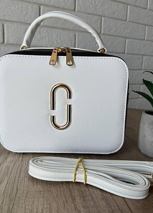 Стильная женская мини сумочка через плечо marc jacobs, каркасная сумка черная белая белый
