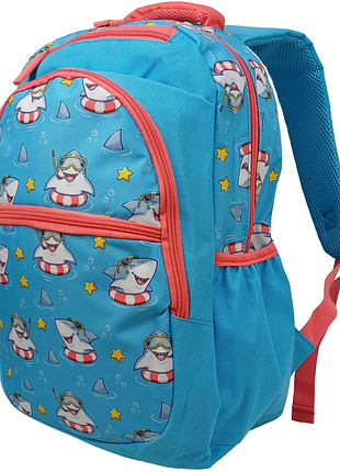 Шкільний рюкзак 19l riciclo schullucksack блакитний з акулами
