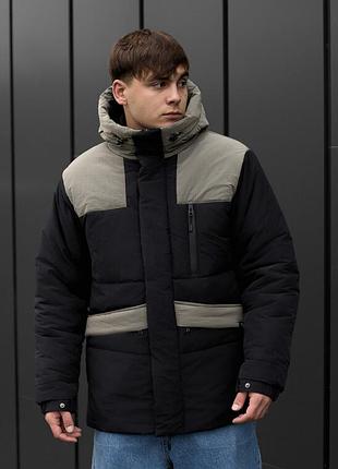 Двухцветная зимняя куртка staff nex black & gray
