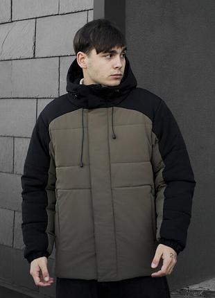 Молодежная зимняя куртка staff ho black & dark khaki