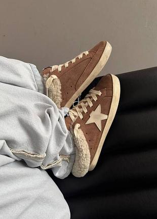 Кросівки golden goose superstar brown suede fur