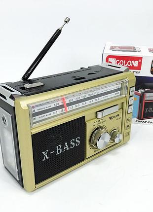 Радіоприймач портативне радіо golon rx-381 акумуляторний ретро стовпчик usb sd mp3 fm yellow