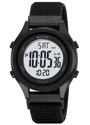 Чоловічий наручний годинник skmei 2669nbkwt black-white на нейлоновому ремінці