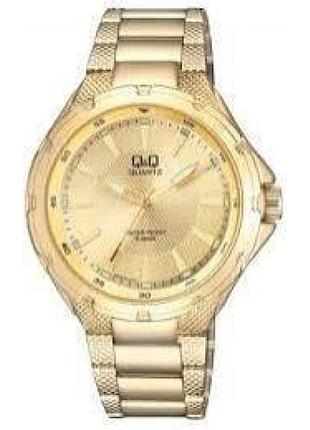 Мужские часы q&q q964j010y золотистый браслет водозащита 50 м золотистый циферблат