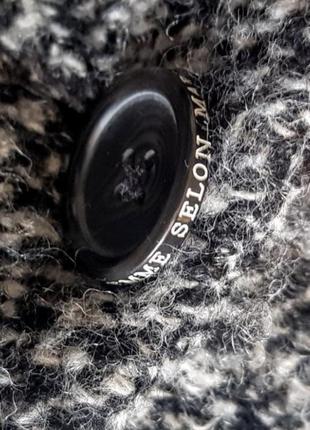 Шикарное брендовое рябое серое пальто на пуговице «кудлатое» 35%шерсти5 фото
