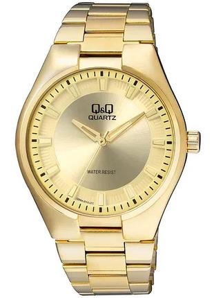 Чоловічий годинник q&q q954j010y золотистий браслет водозахист 30 м золотистий циферблат