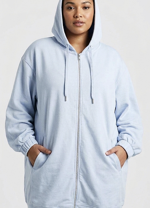 Худі стречеве з бавовни    cotton candy  нюдового блакитного кольору р. xxl