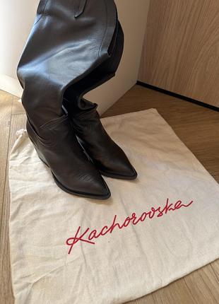Шкіряні чоботи-козаки kachorovska (чорні, натуральна шкіра) – розмір 36
