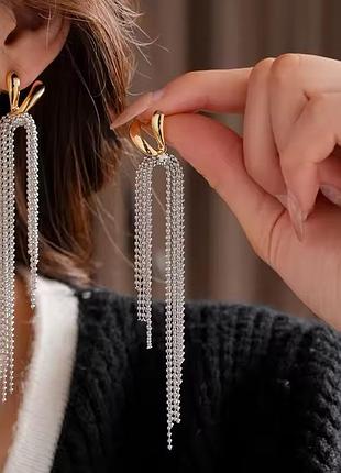 Серьги сердца подвески - цепочки 5