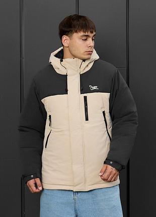 Молодежная зимняя куртка staff ruxo milk & dark gray