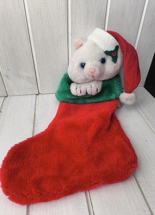Новогодний носок сапожек кот котик