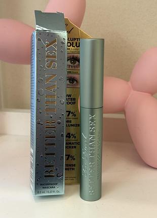 Too faced better than sex waterproof mascara водостійка обʼємна туш для вій