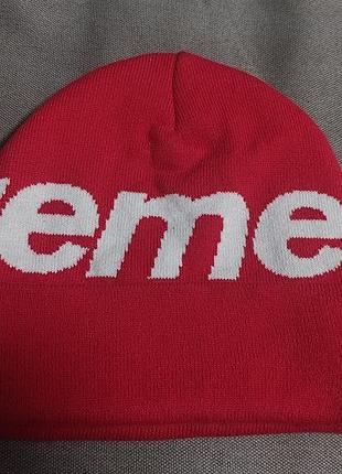 Шапка supreme big logo beanie 2
