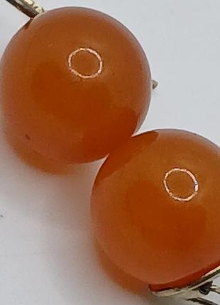 Серьги янтарь серебро позолота 875проба 7