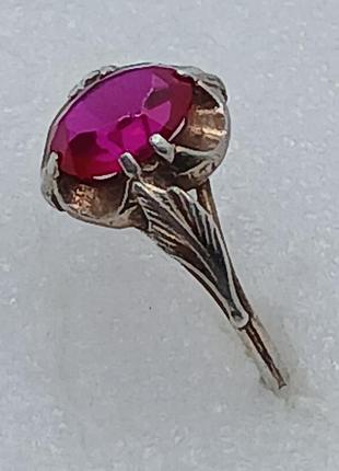 Кольцо серебро 875проба корунд