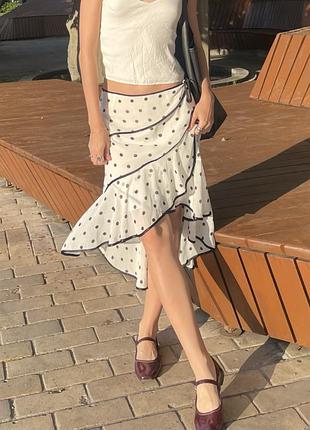 Трендова спідничка в горошок polka dot міді