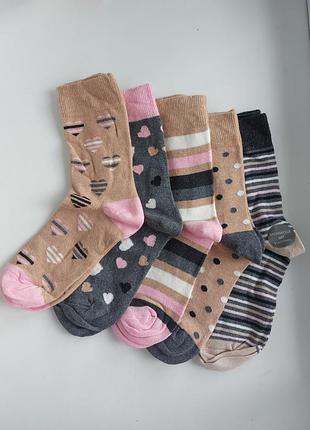 Набор 5 пар высокие хлопковые носки footstar нижняя размер 35-38