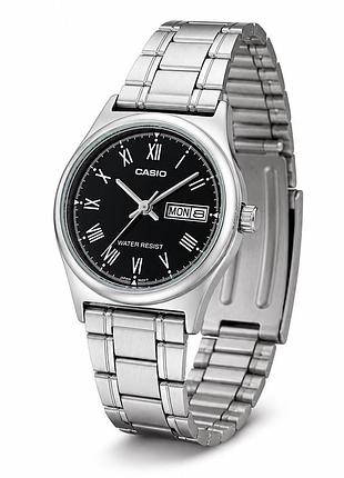 Жіночий годинник casio ltp-v006d-1b з календарем на сталевому браслеті