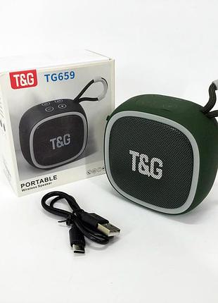 Портативная bluetooth-колонка tg659 с ремешком, беспроводная колонка портативная мощная. цвет: зеленый