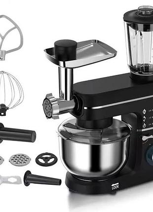 Кухонный комбайн domotec ms-6676b 5в1 10л 1400вт миксер/мясорубка, стационарный планетарный тестомис