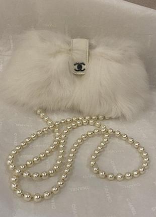 Винтаж!   лимитированая серия клатч chanel (2011) из ангоры и жемчуга