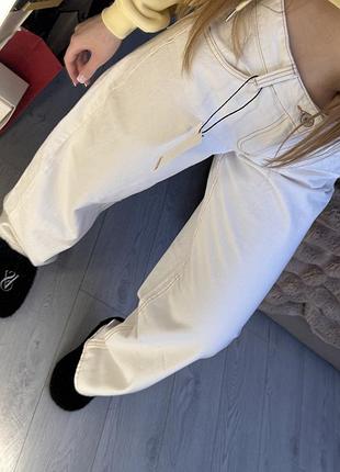 Джинси bershka baggy skater barrel білі широкі джинси, жіночі беггі баггі бершка джинси