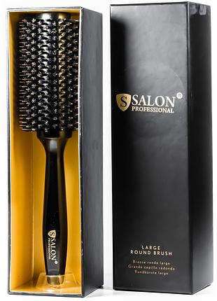 Щітка-брашинг для волосся salon professional дерев'яна кругла в коробці 33ф daily skin care